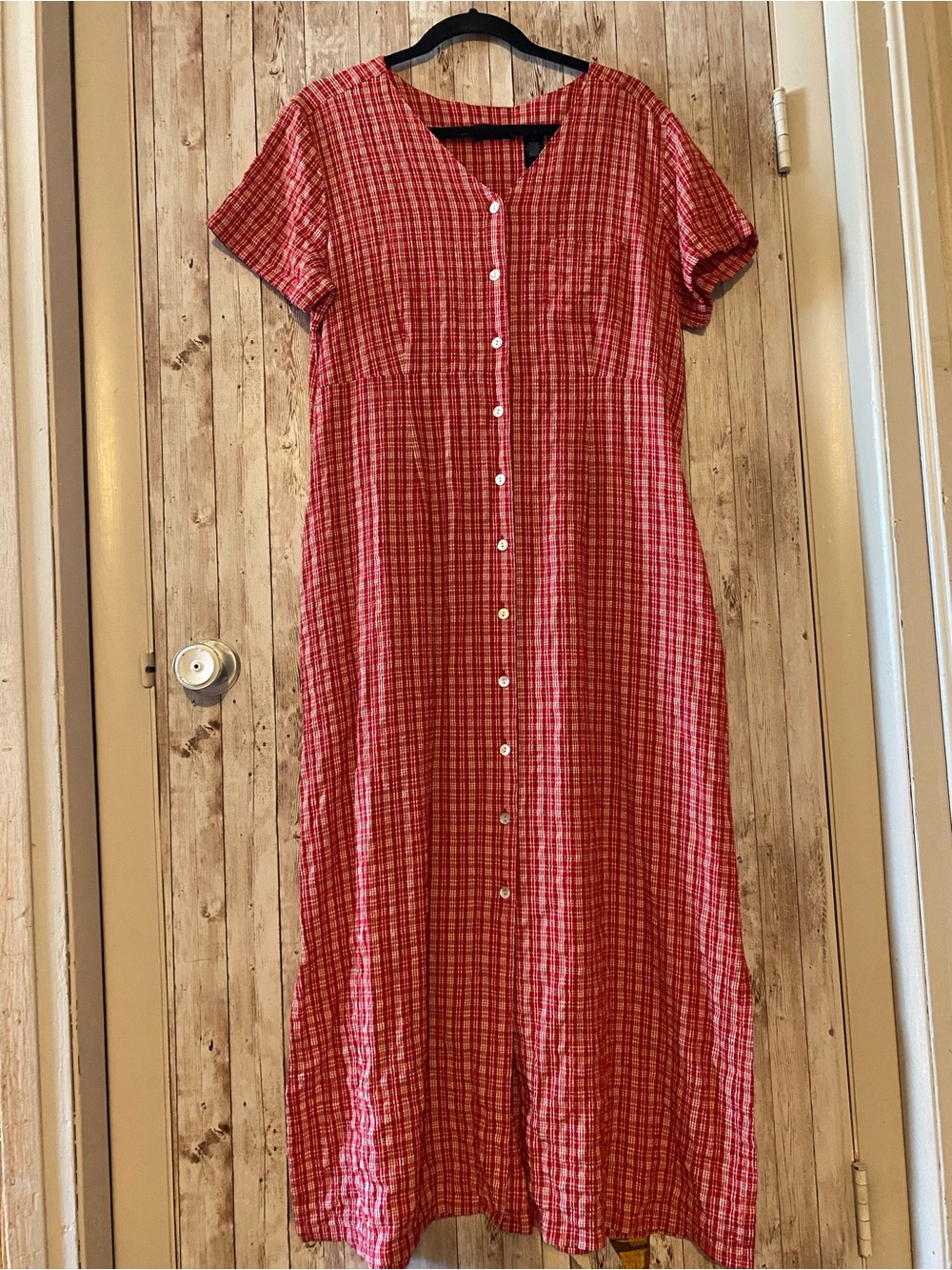 Crazy Horse Size 16 Red Plaid Button-Front Women’s Dress western picnic prairie